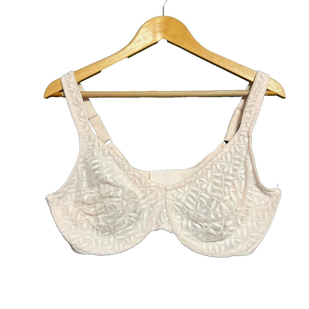 Olga by Warner's Bra 42DD Pink Lace Leaf Underwire Coquette Cottagecore Dollette